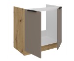 ARKADIA K2 Spülenunterschrank 80 ZL 2F BB, Unterschrank Sandgrau / Eiche Artisan