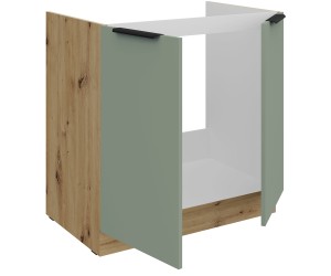 ARKADIA K1 Spülenunterschrank 80 ZL 2F BB, Aquamarine / Eiche Artisan