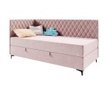Einzelbett 90x200 cm, Eckbett mit Bettkasten und Matratze, ANABELLA 2M