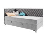 Einzelbett 90x200 cm, Eckbett mit Bettkasten und Matratze, ANABELLA 2M