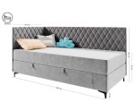 ANABELLA 2M Einzelbett 90x200 cm, Eckbett mit Bettkasten und Matratze