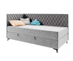 ANABELLA 2M Einzelbett 90x200 cm, Eckbett mit Bettkasten und Matratze