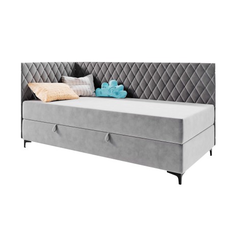 ANABELLA 2M Einzelbett 90x200 cm, Eckbett mit Bettkasten und Matratze