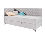 Stilvolles Bett 100x200 cm mit L-förmigem Design, Bettkasten, BONELL-Matratze, ANABELLA 2M