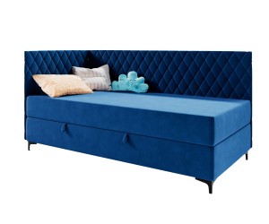 ANABELLA 2M Stilvolles Bett 100x200 cm mit L-förmigem Design, Bettkasten, BONELL-Matratze