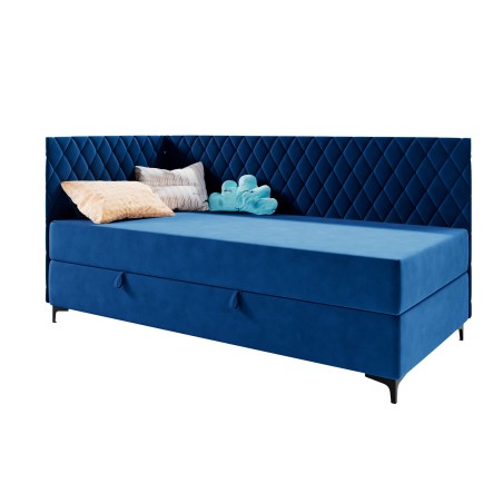 ANABELLA 2M Stilvolles Bett 100x200 cm mit L-förmigem Design, Bettkasten, BONELL-Matratze