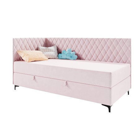 ANABELLA 2M Eckbett 120x200 cm auf Metallfüßen, mit Bettkasten, BONELL-Matratze