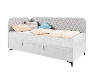 NAOMI 1R Polsterbett 90x200 cm mit Bettkasten, abgerundete Seitenteile, ohne Matratze