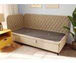 Polsterbett 90x200 cm mit Bettkasten, abgerundete Seitenteile, ohne Matratze, NAOMI 1R
