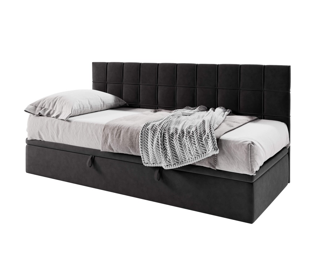 Stilvolles Einzelbett 90x200 cm mit Rückenlehne, ohne Matratze, ZUZA 1R