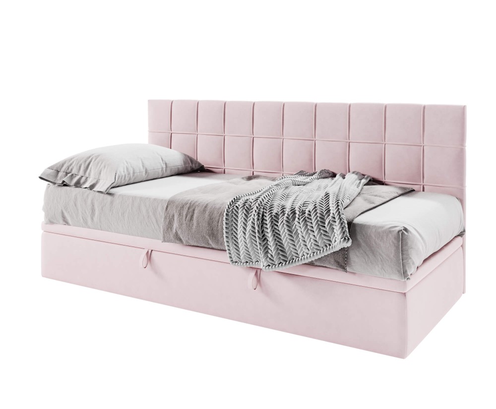 Stilvolles Einzelbett 90x200 cm mit Rückenlehne, ohne Matratze, ZUZA 1R