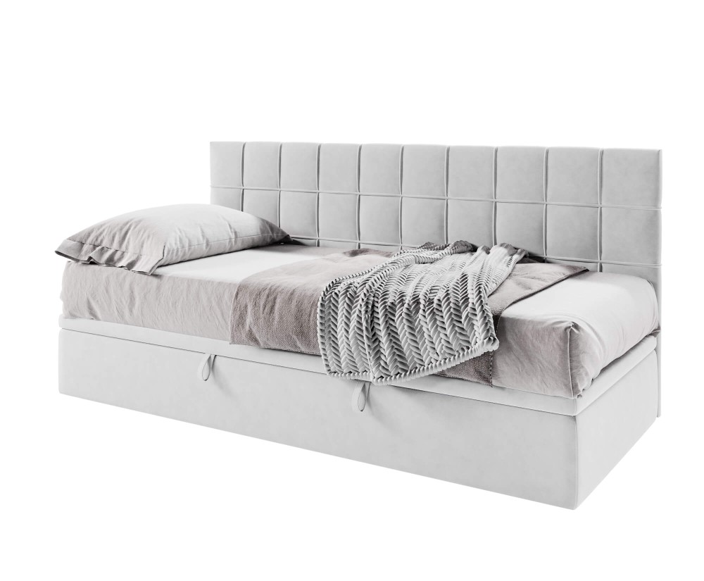 Einzelbett 120x200 cm mit Bettkasten, Seitenblende gesteppt, Farbauswahl, ZUZA 1R