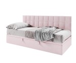 Einzelbett 120x200 cm mit Bettkasten, Seitenblende gesteppt, Farbauswahl, ZUZA 1R