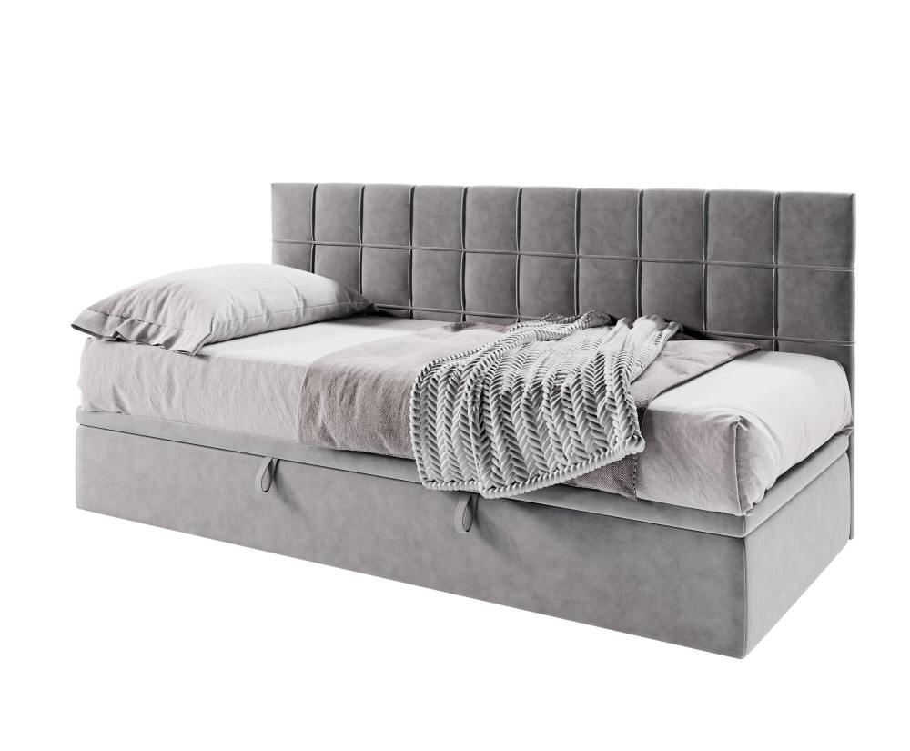 Einzelbett 120x200 cm mit Bettkasten, Seitenblende gesteppt, Farbauswahl, ZUZA 1R Einzelbett 120x200 cm mit Bettkasten, Seitenblende gesteppt, Farbauswahl, ZUZA 1R