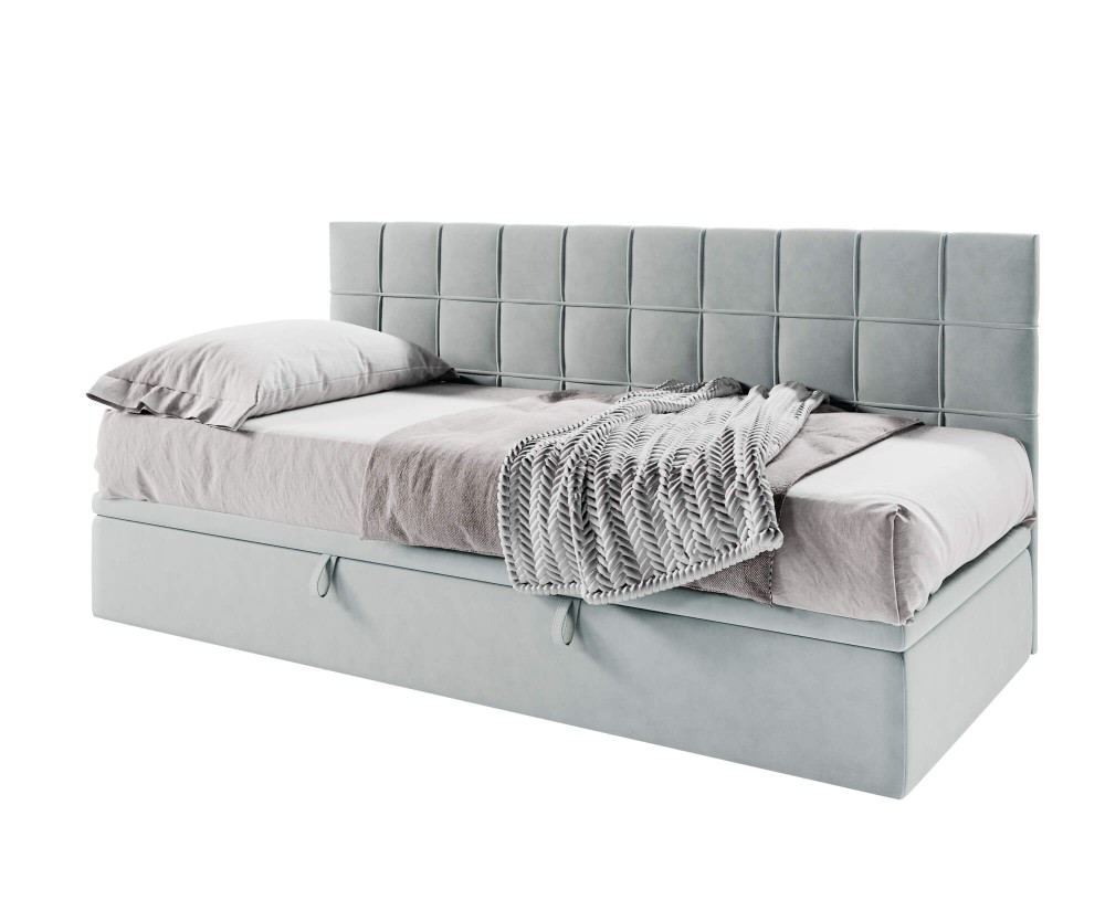 Einzelbett 120x200 cm mit Bettkasten, Seitenblende gesteppt, Farbauswahl, ZUZA 1R Einzelbett 120x200 cm mit Bettkasten, Seitenblende gesteppt, Farbauswahl, ZUZA 1R