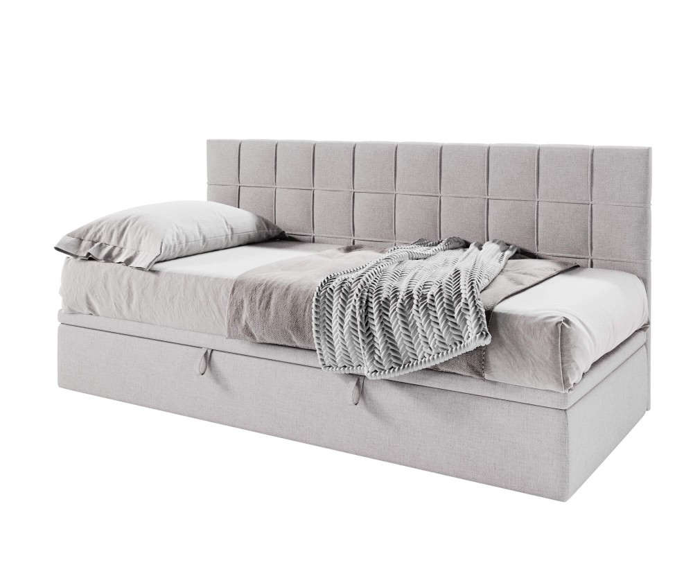 Einzelbett 120x200 cm mit Bettkasten, Seitenblende gesteppt, Farbauswahl, ZUZA 1R Einzelbett 120x200 cm mit Bettkasten, Seitenblende gesteppt, Farbauswahl, ZUZA 1R