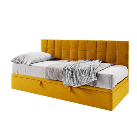 ZUZA 1R Einzelbett 120x200 cm mit Bettkasten, Seitenblende gesteppt, Farbauswahl