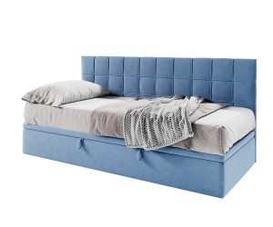 ZUZA 1R Modernes Polsterbett 100x200 cm mit Rückenlehne und Bettkasten, Farbauswahl