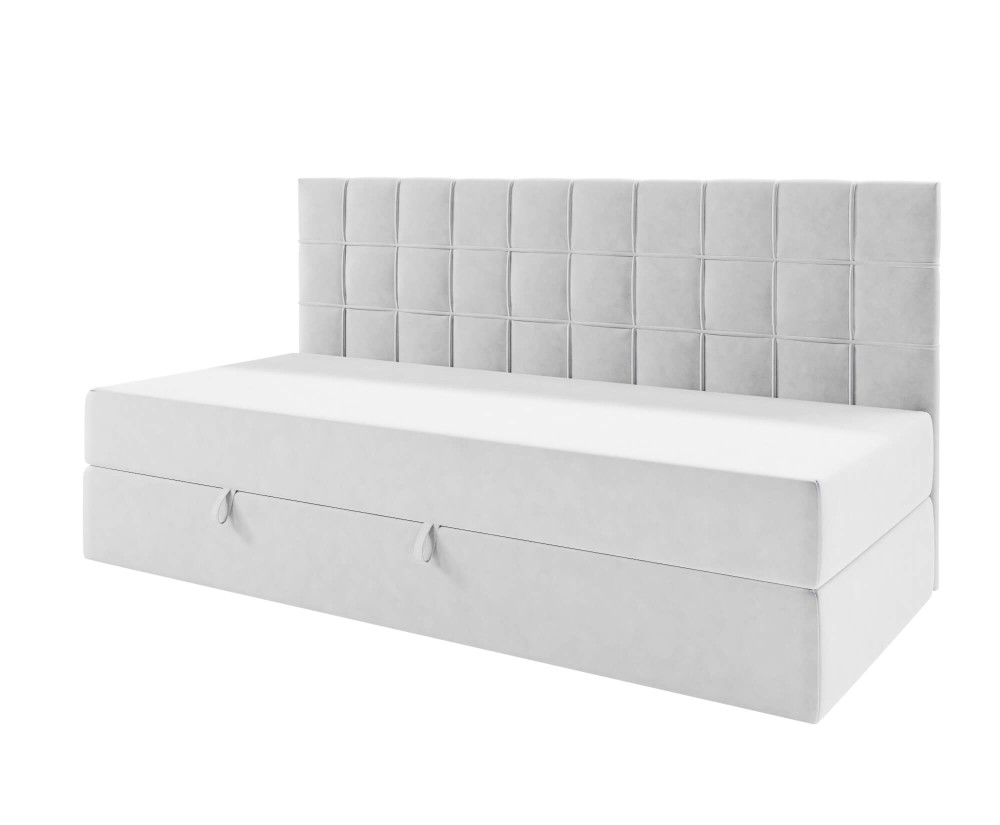 Funktionales Bett 120x200 cm mit Matratze und Bettkasten, Rückenlehne gesteppt, ZUZA 2M