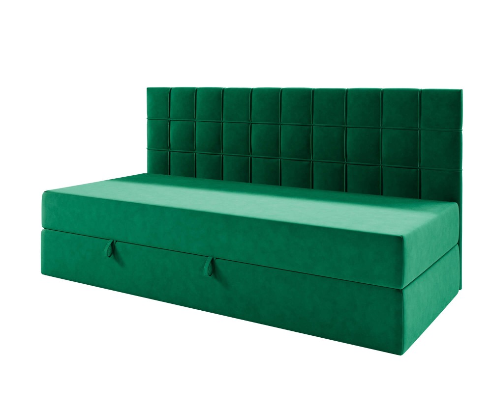 Funktionales Bett 120x200 cm mit Matratze und Bettkasten, Rückenlehne gesteppt, ZUZA 2M