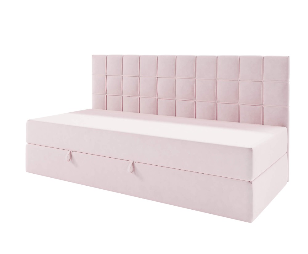 Funktionales Bett 120x200 cm mit Matratze und Bettkasten, Rückenlehne gesteppt, ZUZA 2M