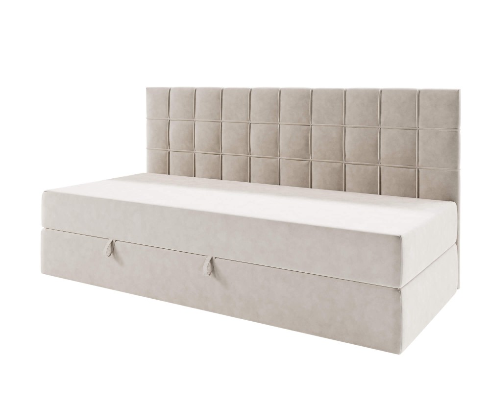 Funktionales Bett 120x200 cm mit Matratze und Bettkasten, Rückenlehne gesteppt, ZUZA 2M