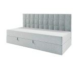Funktionales Bett 120x200 cm mit Matratze und Bettkasten, Rückenlehne gesteppt, ZUZA 2M