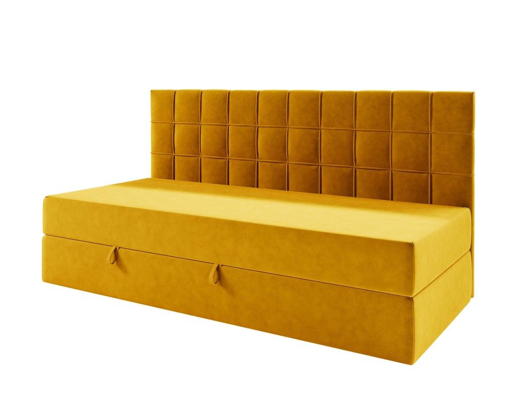Funktionales Bett 120x200 cm mit Matratze und Bettkasten, Rückenlehne gesteppt, ZUZA 2M