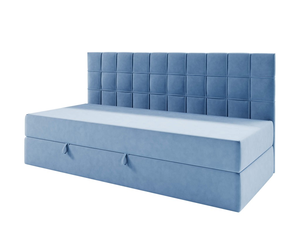 Funktionales Bett 120x200 cm mit Matratze und Bettkasten, Rückenlehne gesteppt, ZUZA 2M