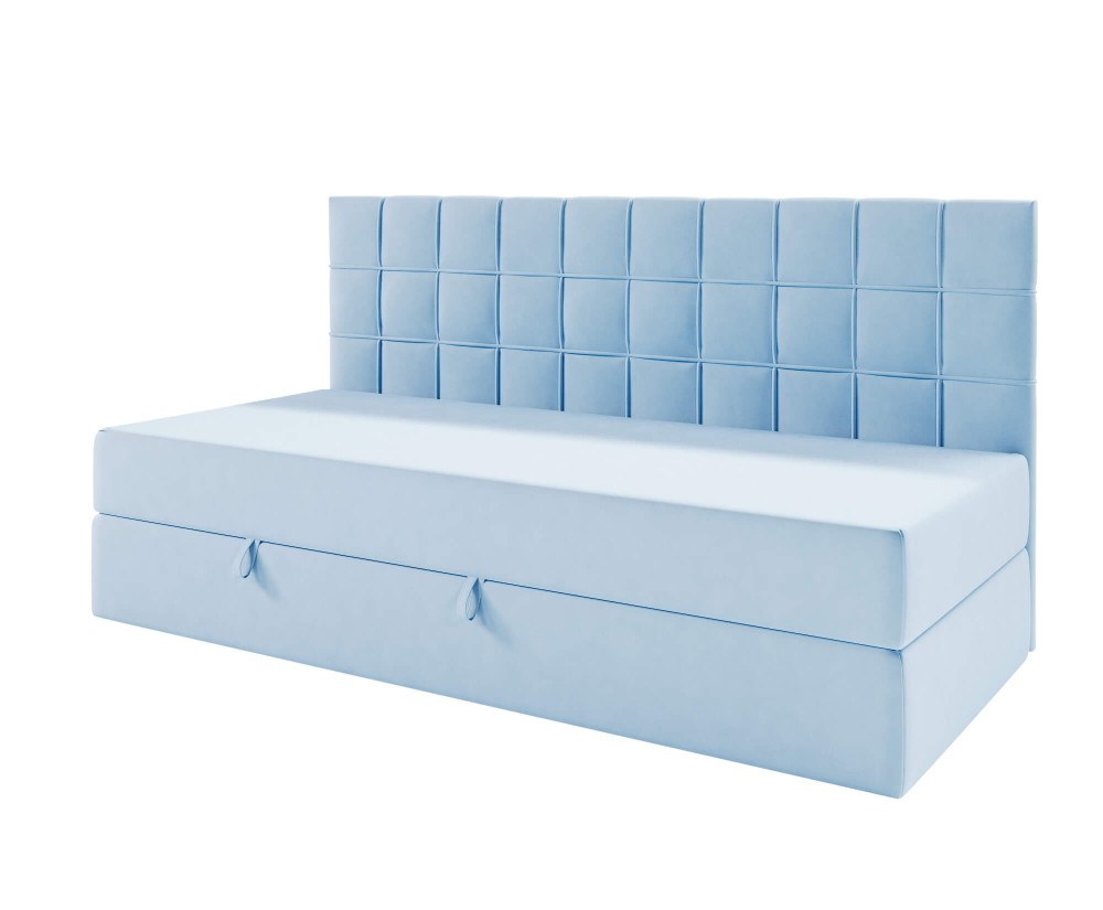Funktionales Bett 120x200 cm mit Matratze und Bettkasten, Rückenlehne gesteppt, ZUZA 2M