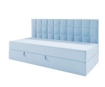 Funktionales Bett 120x200 cm mit Matratze und Bettkasten, Rückenlehne gesteppt, ZUZA 2M