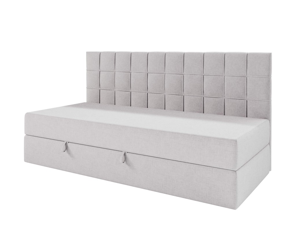 Funktionales Bett 120x200 cm mit Matratze und Bettkasten, Rückenlehne gesteppt, ZUZA 2M