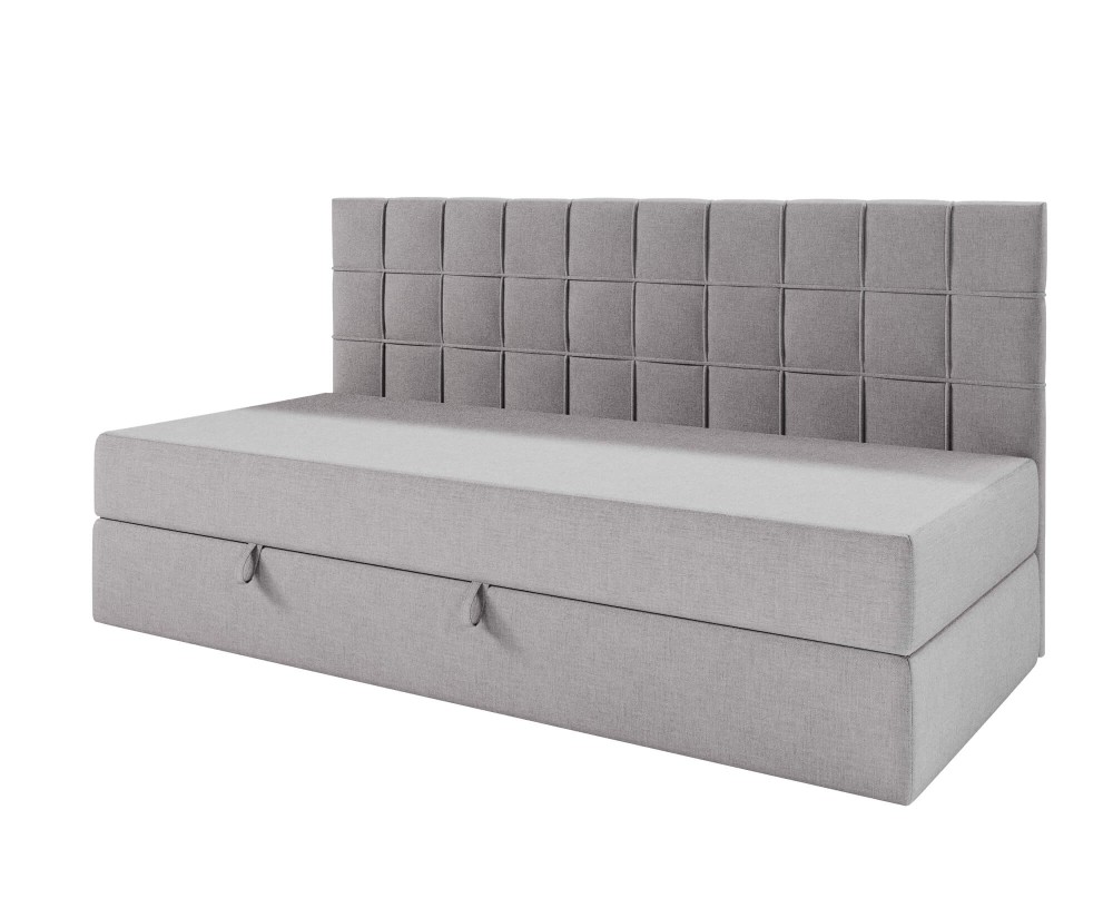 Funktionales Bett 120x200 cm mit Matratze und Bettkasten, Rückenlehne gesteppt, ZUZA 2M