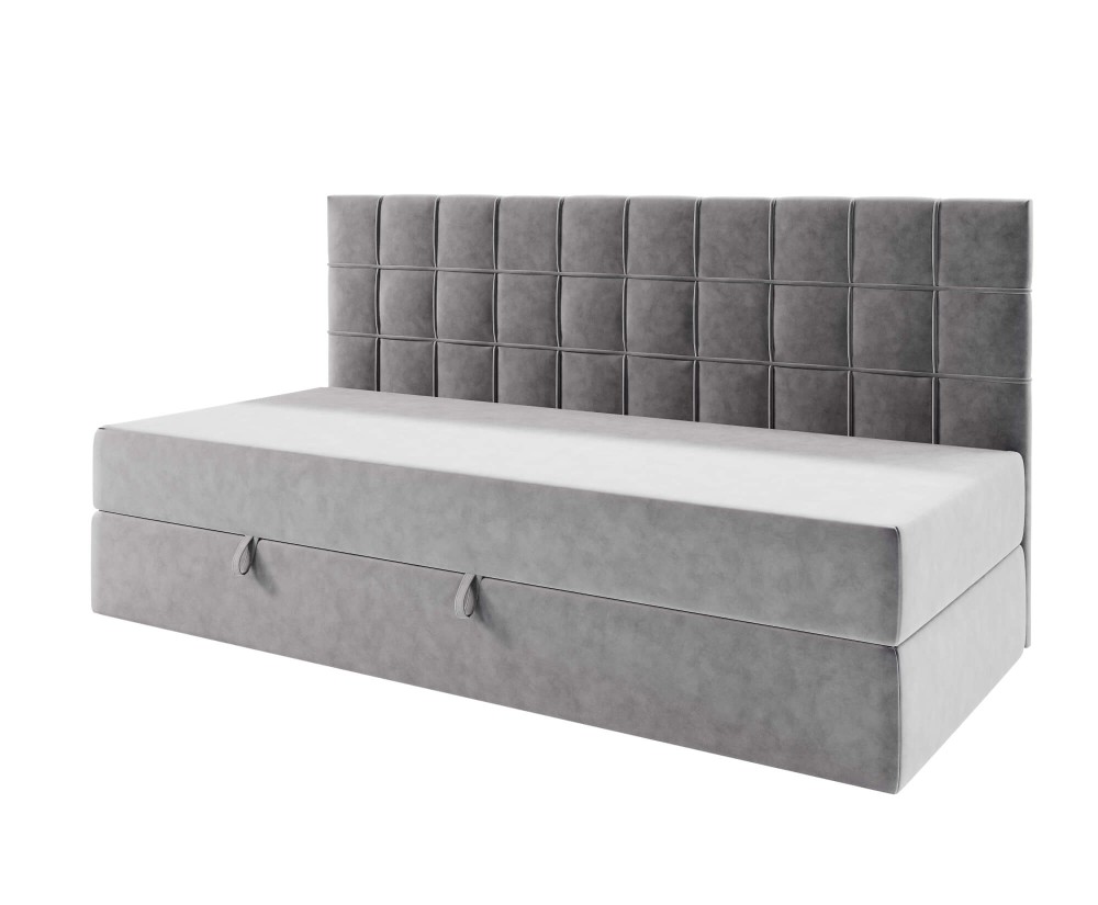 Funktionales Bett 120x200 cm mit Matratze und Bettkasten, Rückenlehne gesteppt, ZUZA 2M