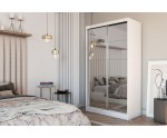 Schiebetürenschrank 120 cm mit Spiegel, Kleiderschrank 2-türig, Farbvarianten, MARTEN SZ4 Schiebetürenschrank 120 cm mit Spiegel, Kleiderschrank 2-türig, Farbvarianten, MARTEN SZ4