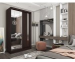 Schiebetürenschrank 120 cm mit Spiegel und vertikalem Spiegelstreifen, Kleiderschrank 2-türig, Farbvarianten, MARTEN SZ2 Schiebetürenschrank 120 cm mit Spiegel und vertikalem Spiegelstreifen, Kleiderschrank 2-türig, Farbvarianten, MARTEN SZ2