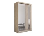 Schiebetürenschrank 150 cm mit Spiegel und vertikalem Spiegelstreifen, Kleiderschrank 2-türig, Farbvarianten, MARTEN SZ2 Schiebetürenschrank 150 cm mit Spiegel und vertikalem Spiegelstreifen, Kleiderschrank 2-türig, Farbvarianten, MARTEN SZ2