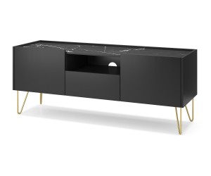 Elegantes Möbelset für Wohnzimmer, Wohnzimmermöbel-Set, schwarzer Graphit / Marmor black, ROIS