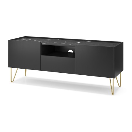 Elegantes Möbelset für Wohnzimmer, Wohnzimmermöbel-Set, schwarzer Graphit / Marmor black, ROIS