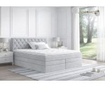 Boxspringbett 200x200 cm, Ehebett, Hotelbett, Kopfteil gesteppt mit Kristallen, CRYSTAL K34