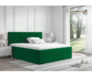 Boxspringbett 200x200 cm, Ehebett, Hotelbett, Kopfteil gesteppt mit Kristallen, CRYSTAL K34