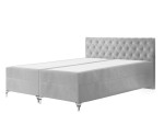 Boxspringbett 140x200 cm, Ehebett, Hotelbett, Kopfteil mit Kristallen, zwei Bettkästen, verchromte Füße, CRYSTAL