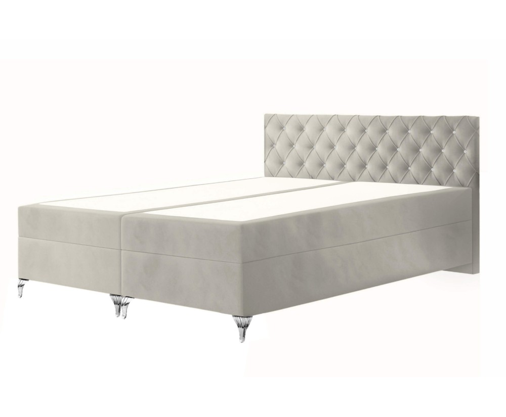 Boxspringbett 140x200 cm, Ehebett, Hotelbett, Kopfteil mit Kristallen, zwei Bettkästen, verchromte Füße, CRYSTAL Boxspringbett 140x200 cm, Ehebett, Hotelbett, Kopfteil mit Kristallen, zwei Bettkästen, verchromte Füße, CRYSTAL