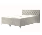 Kontinentalbett 200x200 cm, Ehebett, Hotelbett, Kopfteil mit Kristallen, zwei Bettkästen, verchromte Füße, CRYSTAL