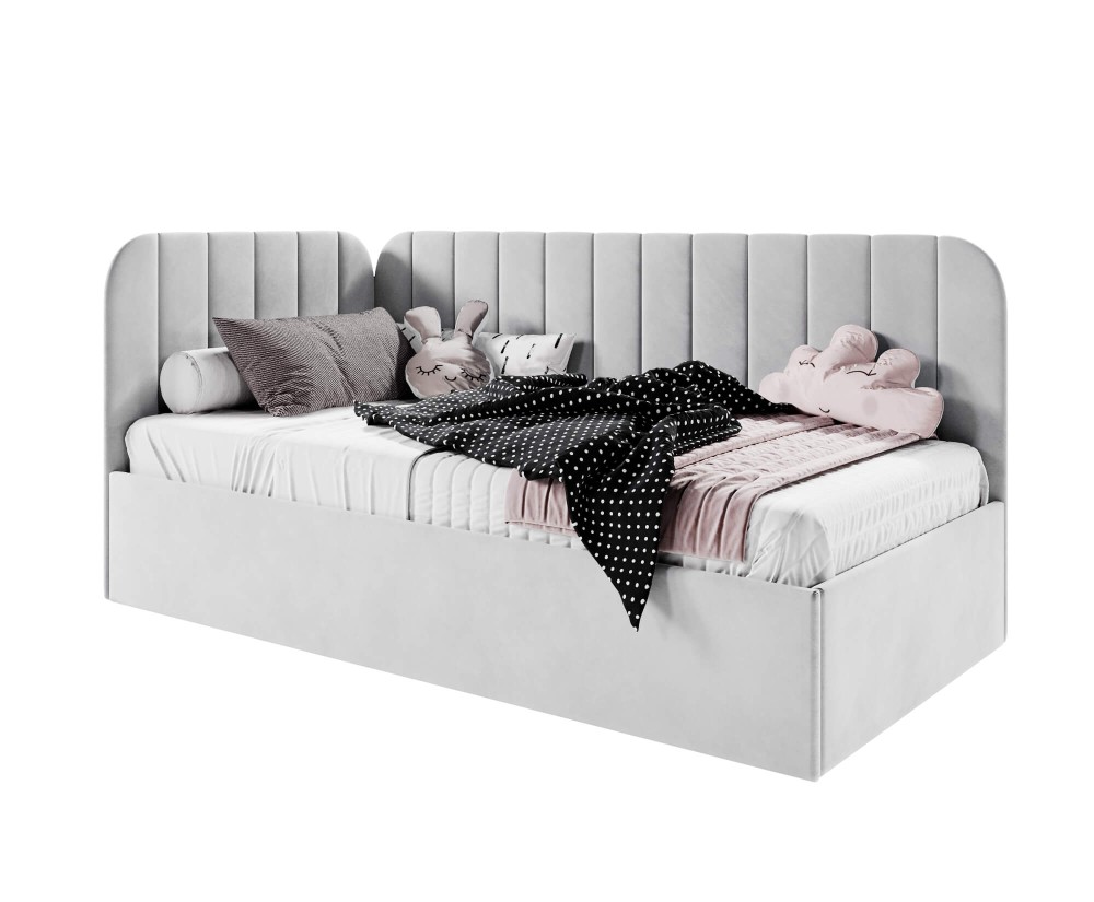 Kinderbett 80x180 cm mit Bettkasten, Polsterbett mit Lattenrost, universal, TIMON SM