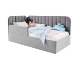 Kinderbett 90x200 cm mit RAUSFALLSCHUTZ, Jugendbett mit Bettkasten und Lattenrost, universal, TIMON SMB