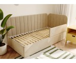 Kinderbett 90x200 cm mit RAUSFALLSCHUTZ, Jugendbett mit Bettkasten und Lattenrost, universal, TIMON SMB