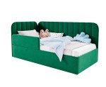 Elegantes Einzelbett 120x200 cm mit RAUSFALLSCHUTZ, Polsterbett mit Lattenrost, universal, TIMON SMB