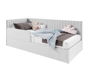 Polsterbett 90x200 cm für Jugendzimmer, mit RAUSFALLSCHUTZ, Lattenrost und Bettkasten, universal, BRUNO SM 02B