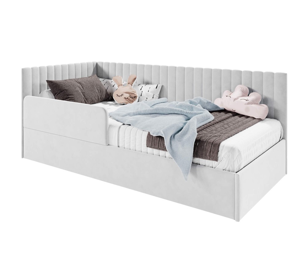 Einzelbett 100x200 cm mit RAUSFALLSCHUTZ, Lattenrost und Bettkasten, universal, BRUNO SM 02B